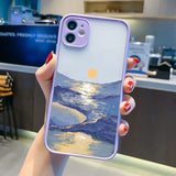 Lkblock Watercolor Phone Case For IPhone 14 13 12 11 15 Pro Max Mini X XS XR Max 7 8 Plus SE2 Cases Ocean Waves Shockproof Covers