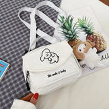 Lkblock New Canvas Small Fresh Ladies One-Shoulder Diagonal Bag Multifunctional Fashion Cartoon Print All-Match Package 13.99