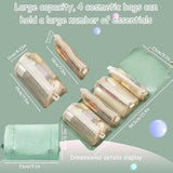 Lkblock Detachable Cosmetic Bag Portable Large Capacity 4 in 1 Makeup Bags Portable Folding Travel Cosmetics Storage Toiletry Bag