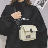 Lkblock Small Canvas Shoulder Bag Women Casual Canvas Mini Handbags Black/Beige/Purple/Yellow Crossbody Bags Harajuku Style Shoulder Bag