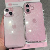 Lkblock 2024 New Luxury Bling Glitter Transparent Phone Case For iPhone 16 15 14 13 12 11 Pro Max 16 Plus Soft TPU Shockproof Back Cover