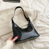 Lkblock Pu Leather Women Axillary Bags Brand Design Ladies Handbag Female Hobos Shoulder Bag Small Tote Bolsa Black Half-Moon