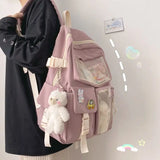 Lkblock Schoolbag Female Student Korean Version Junior High School Ins Sen Department Versatile High-value Large Capacity Backpack