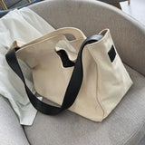 Lkblock Korean Fashion Simple Canvas Tote Bag for Women Shoulder Bags Fashion Large Capacity Portable Crossbody Bag Women Shopping Bag