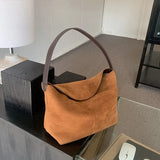 Lkblock Pu Leather Women Bags Brand Design Ladies Handbag Female Hobos Shoulder Bag Faux Suede Tote Brown Totes