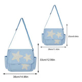 Lkblock Women Star Pattern Y2k Messenger Bag Casual Tote Lady Simple Large Capacity Shoulder Bag Girl Travel School Bookbag Handbag