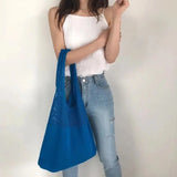 Lkblock Korean Ins Knitting Bag Fashion Retro Shoulder Bag Large Capacity Handbag Solid Color Casual Tote Bag Women's Backpack