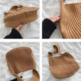 Lkblock Fashion Knitted Shoulder Bags Autumn & Winter Style Solid Color Women Handbags INS Design Weave Bags for Female Ladies Big Tote