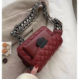 Lkblock New Fashion Luxury Handbags Women  Bag Wide Shoulder Strap Bag Crossbody Bags Chain Rhombus PU Leather Spring New Special Offer