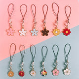 Lkblock Enamel Flower Lanyard for Phone Case IPhone Huawei Oppo Floral Keychain Strap Bag Pendant Girl Gift Decoration Accessories