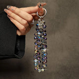 Lkblock Stylish Glitter Crystal Bead Phone Lanyard Pendant Detachable Colorful Crystal Bead Keychain Transparent Bag Pendant Women Girls