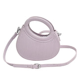 Lkblock Half Moon Small Shoulder Bag For Women 2024 Spring New Green Purple Handbags Pleated Design PU Leather Crossbody Round Hand Bag