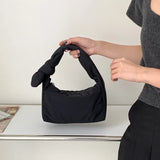 Lkblock Casual Knot Handle Women's Handbags Winter Cotton Padded Shoulder Bag Soft Warm Down Space Bags for Women Mini Phone Flap Clutch