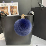 Lkblock Fluffy Real Fox Fur Ball Poms Keychain For Women Luxury Pompom Keyring Accessories Bag Decoration Emo Trinket Jewelry Gifts