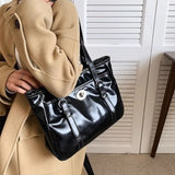 Lkblock Large Capacity Black Tote Bag Women High Street Pu Leather Chic Casual Handbag Female Vintage Shoulder Bags Bolso Mujer