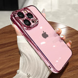 Lkblock Luxury New High Quality Plating Clear Not Yellowing Case For IPhone 15 14 11 12 13 14 Pro Max Mini XS X 15 Plus Shockproof Cover