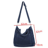 Lkblock Denim Shoulder Bags For Women Thread Canvas Casual Totes 100% Cotton Tooling Packages Large Capacity Cloth Handbags Korea Bags