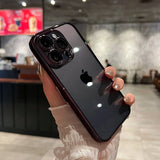 Lkblock New 15 Official Primary Color Clear Case For IPhone 11 12 13 14 15 Pro Max 14 Plus Mini XS XR X Plating Lens Film Protect Cover