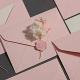 Lkblock 5pcs Romantic Pink Envelopes European Style DIY Wedding Party Invitations Card Cover Korean Stationery Kawaii Wax Stamp Stickers