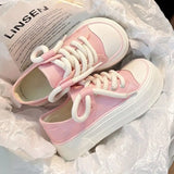 Lkblock High on Platform Pink Lace Up Cute Women Footwear Kawaii Black Ladies Shoes Luxury New Urban Daily Routine Spring Korean