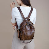 Lkblock Genuine Leather Backpack Small Women's Backpack Soft High Quality Cowhide Shoulders Bag Fashion Zipper Design Bag