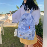 Lkblock Sweet Versatile Backpack Girls Gradient Color Korean Harajuku Large Capacity High School Schoolbags Fashion Trend Backpack Ins