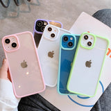 lkblockCandy Color Shockproof Silicone Bumper Phone Case For iPhone 16 15 14 11 12 13 Pro Max X XS XR Transparent Protection Back Cover