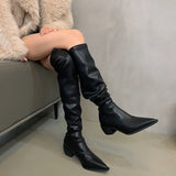 Lkblock Stretch Women Over The Knee High Boots Fashion Soft Leather Shoes Autumn Winter Thick Heel Ladies Long Booties