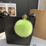 Lkblock Fluffy Real Fox Fur Ball Poms Keychain For Women Luxury Pompom Keyring Accessories Bag Decoration Emo Trinket Jewelry Gifts