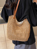 Lkblock Large Woven Straw Tote Handbags and Purses Shouler Bags for Women New Casual Summer Beach Ladies Messenger Bags High Quality