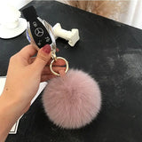 Lkblock Fluffy Real Fox Fur Ball Poms Keychain For Women Luxury Pompom Keyring Accessories Bag Decoration Emo Trinket Jewelry Gifts