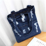 Lkblock High Quality Shopping Bags Open Pocket Women's Handbags Denim Jean Casual Fashion Handbags Bags for Women Tote Shoulder Bag