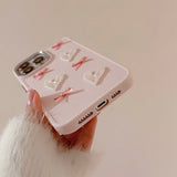 Lkblock Ins Cute 3D Pearl Love Heart Phone Case For iPhone 16 15 14 13 12 11 Pro Max X XS XR 8 7 Plus SE 2022 Soft Silicone Bumper Cover