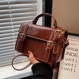 Lkblock Retro Bag Women's New Fashion Messenger Bags Design Chic Shoulder Bag All-Match Solid Small Square Bags