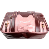 Lkblock Sweet Lolita Girls Japanese JK Briefcases Handbags School PU Bookbags Tote Cute Kawaii Cat Bowknot Shoulder Bags