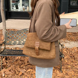 Lkblock Vintage Brown Suede Soft PU Leather Women Shoulder Bags Large Capacity Crossbody Bag Tote Bag High Quality Fashion Hobo Handbags