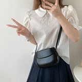 Lkblock Candy Color Women Saddle Shoulder Bag Portable Female Clutch Purse Handbags Crossbody Bag Fashion Ladies Small Messenger Bags