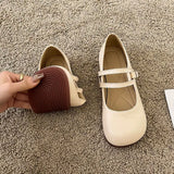 Lkblock Round Toe Shoes for Women Gothic White Mary Jane Flats Ladies Summer Footwear Moccasins Black Japanese Style Lolita Cute 39