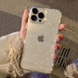 Lkblock Luxury Bling Glitter Clear Phone Case For iPhone 16 15 14 13 12 11 Pro Max X XR XS 7 8 Plus Shockproof Transparent Soft Cover