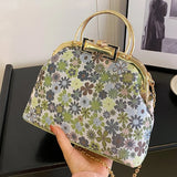 Lkblock 2024 New Vintage Women Original Handmade Chain Shoulder Bags Wedding Top Handle Totes Lady Lock Shell Clip Flower Small Handbags