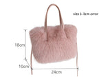 Lkblock Luxury Faux Fur Ladies Square Shoulder Bags Winter Fluffy Female Crossbody Bag Soft Furry Plush Women's Small Handbags Purse