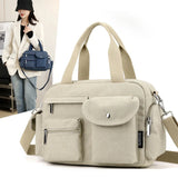 Lkblock New Canvas Handbag Women's Shoulder Crossbody Bag Fashionable and Casual Trendy Canvas Multi Pocket Zipper Tote Bag