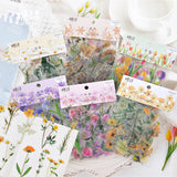 Lkblock 40Pcs/Lot Elegant Flower Series Stickers PET Transparent Scrapbook Phone Decoration Decals DIY Material Waterproof Sticker Gifts