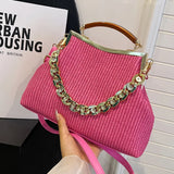 Lkblock Designer Shell Clip Weave Wallet Bags ChainShoulder Bag Luxury Evening Clutch Party Hot Pink Handbag And Purse Chic Hobo Bags