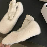 Lkblock Winter Women's Keep Warm Plus Velvet Flats New Fashion Fur Slip on Casual Shoes for Women Light Walking Shoes Zapatos De Mujer