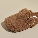 Lkblock Warm Thicken Lamb Wool Birken Slippers Women Winter Fur Flat Mules Shoes Woman Brand Designer Thick Bottom Outdoor Slides