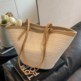 Lkblock Casual Women Stylish Cotton Rope Knitted Weave Handbags Chic Big Totes Large Capacity Shoulder Bags Lady Travel Shopping Bags