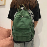 Lkblock Vintage Casual Backpack Women Travel Bag Fashion Canvas High Capacity Solid Women's Backpack Student Zipper School Bag Unisex