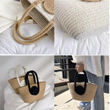 Lkblock New Large Capacity Girls Straw Braided Handbag Women's Out Commuter Tote Bag Female Simplicity Casual Summer Beach  Shoulder Bag