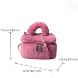 Lkblock Soft Plush Women's Designer Handbag Luxury Fluffy Shoulder Crossbody Bag Winter Faux Fur Bags for Women Small Warm Flap Purses